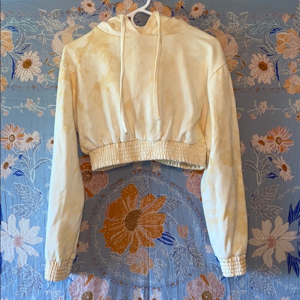 Yellow Tie Dye Cropped Hoodie